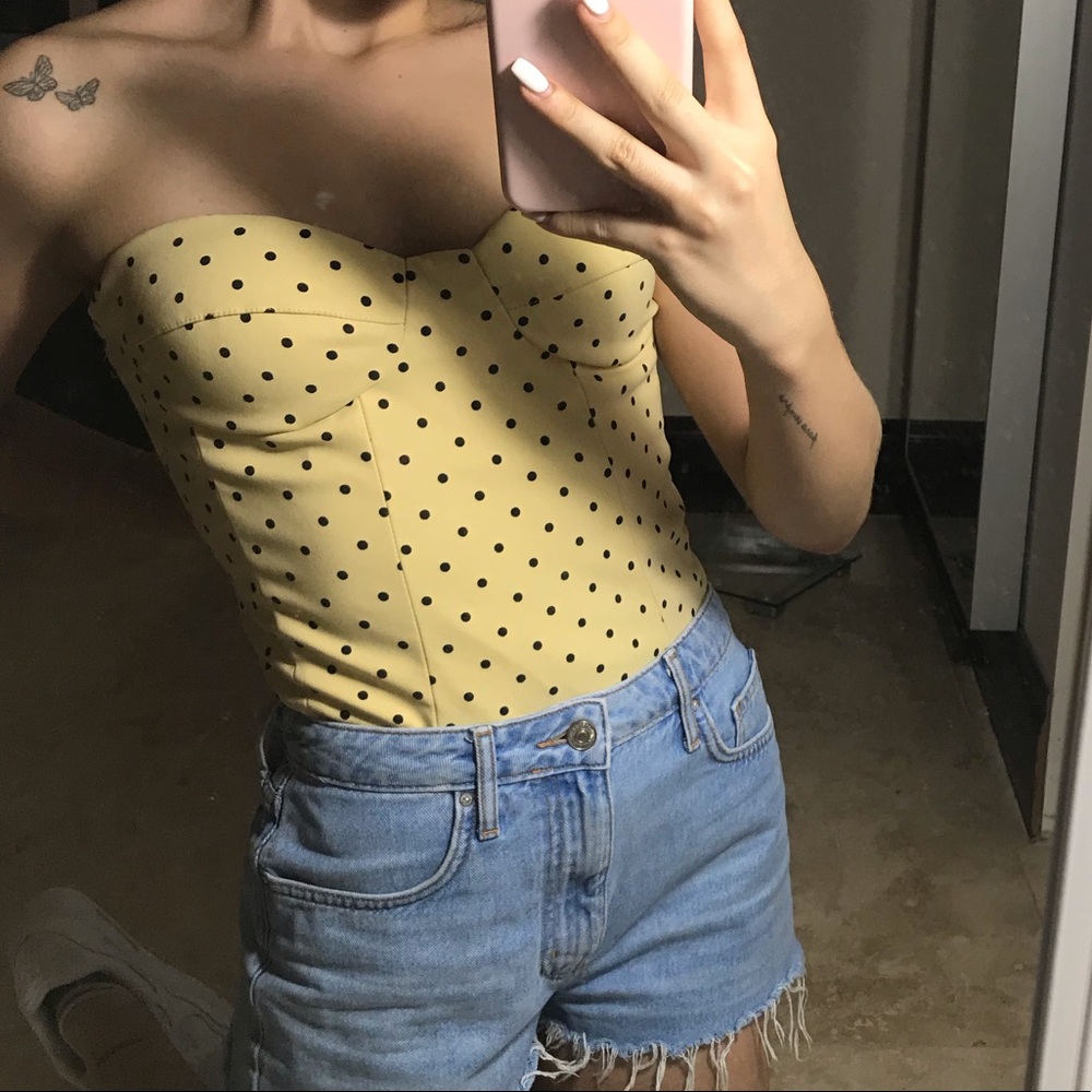Vintage Yellow Polka Dot Corset Top